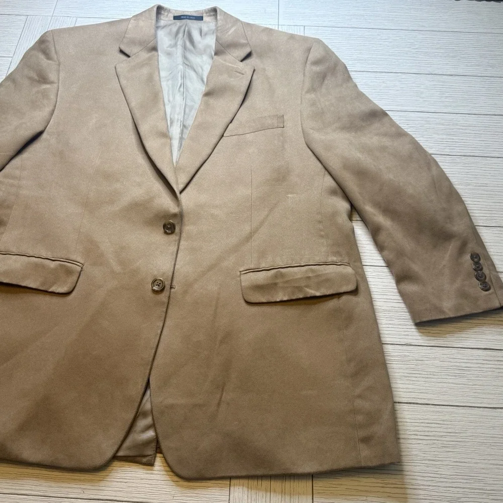 Chaps Ralph Lauren Blazer Sport Jacket Mens‎ 44R Tan Faux Suede